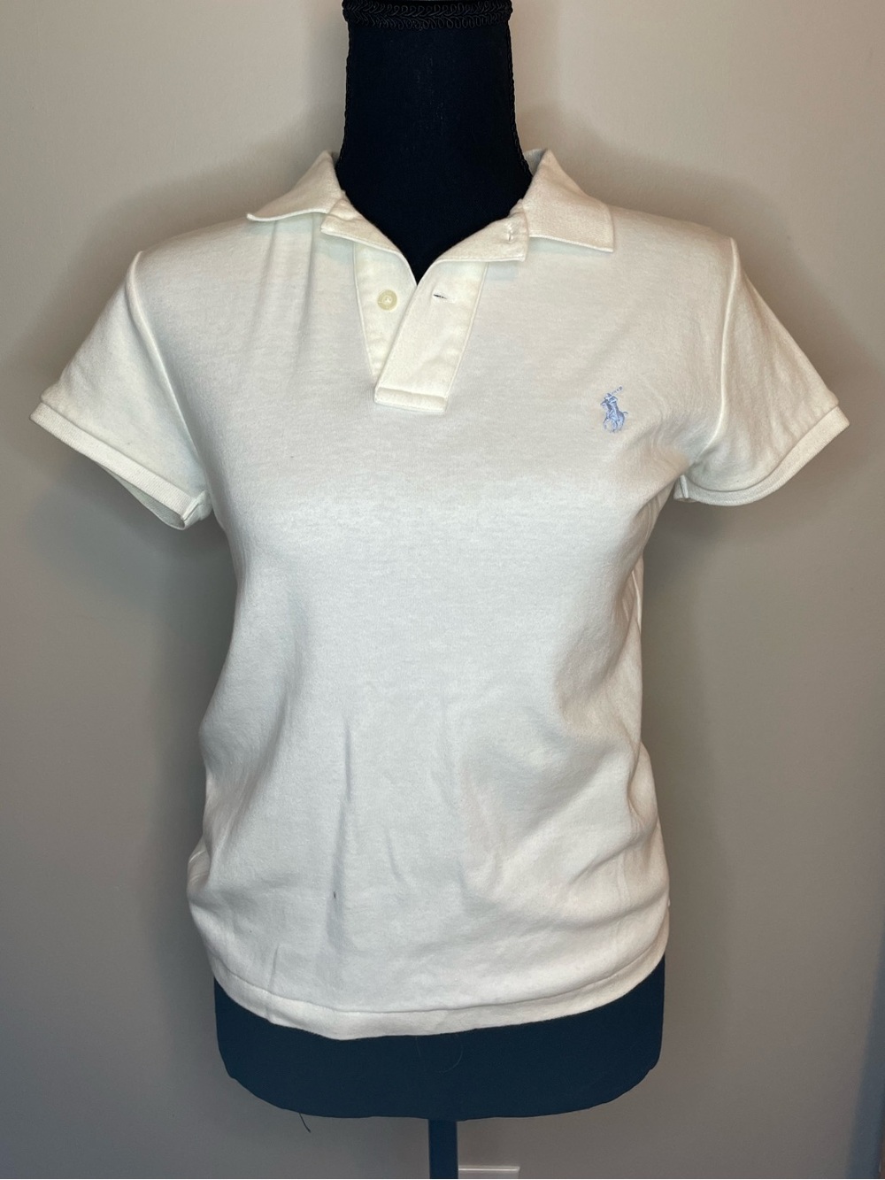 Ralph Lauren White Crewneck Tee with Light blue logo